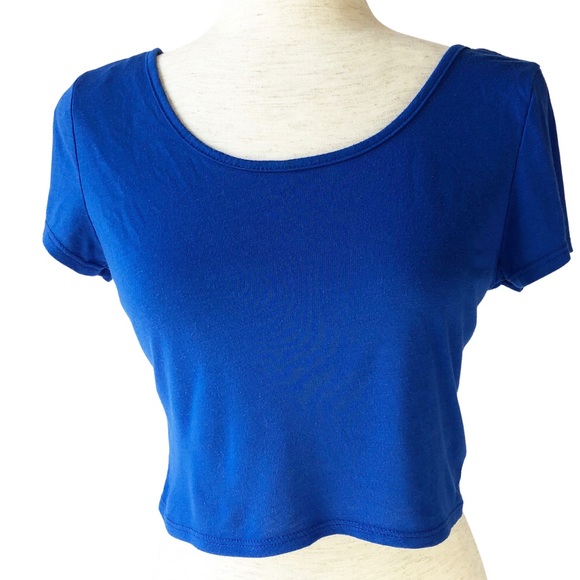 American Eagle Royal Blue Short Sleeve Crop Top - Picture 10 of 13